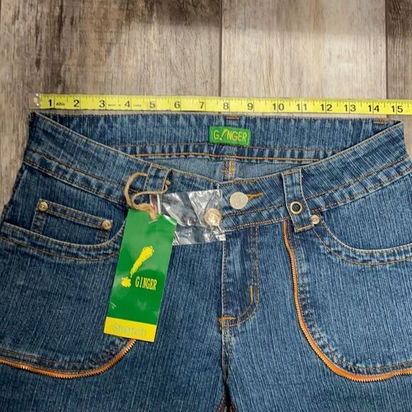 NWT Y2K G!nger Jeans Blue with Orange And Red Embroidered Stitching Size 10 - Picture 7 of 11